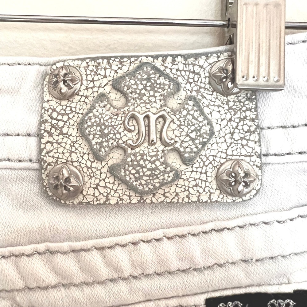 Miss Me Signature White Denim Shorts Embellished Sequin Flap Pocket Size 27 - Picture 11 of 11